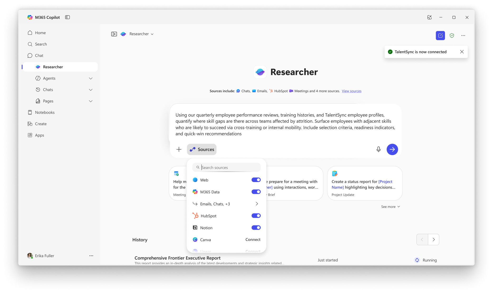 Screenshot of federated connector data sources